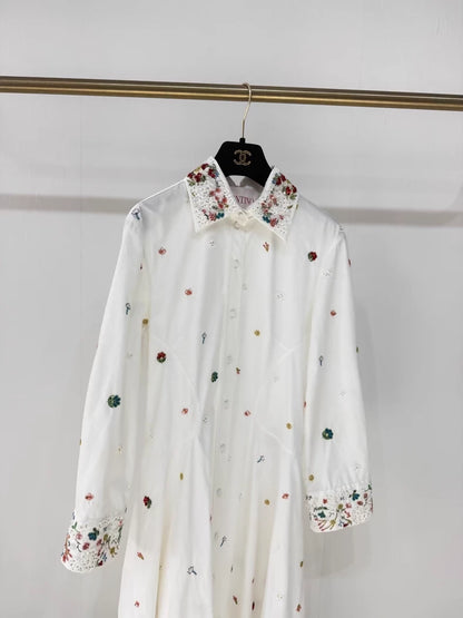 Valentino bow-embellished, rhinestone-studded, long silk and wool dress,