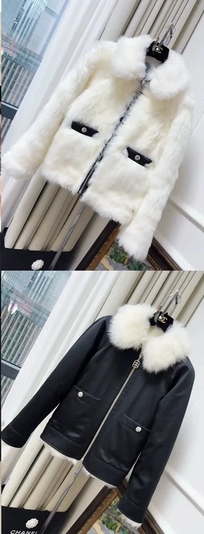 Chanel 23N Coco Neige reversible down jacket with fur collar