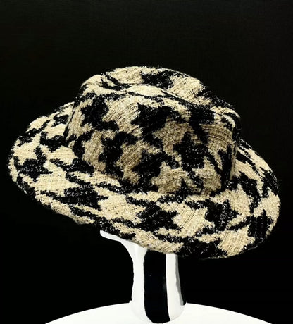 Chanel 19K Beige 
Black Tweed Fedora Hat