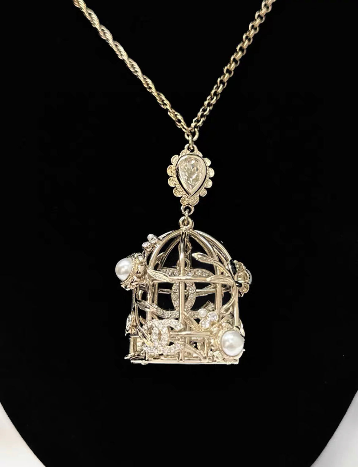 Chanel 22k birdcage necklace