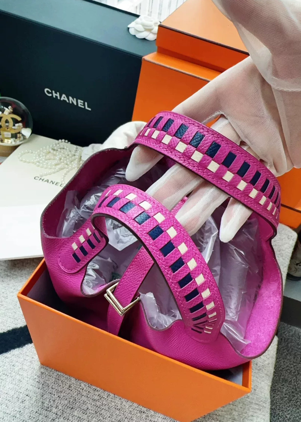 HERMES Picotin 18 Lock Tresage Veau  Epsom Magnolia