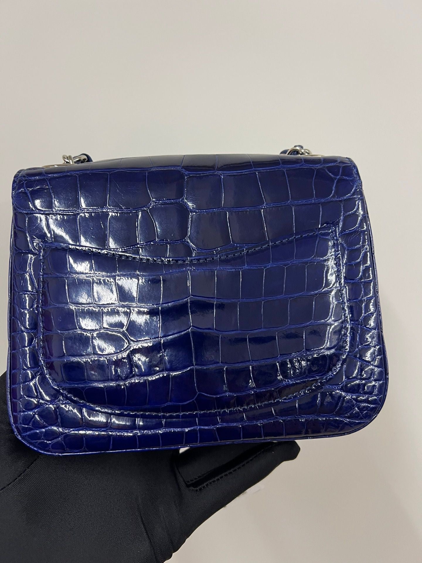 Chanel Blue Alligator mini square Flap Bag