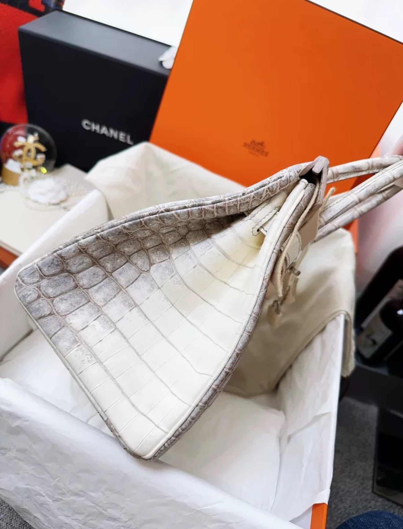 Hermes birkin 30 Himalaya Alligator Leather Palladium Hardware