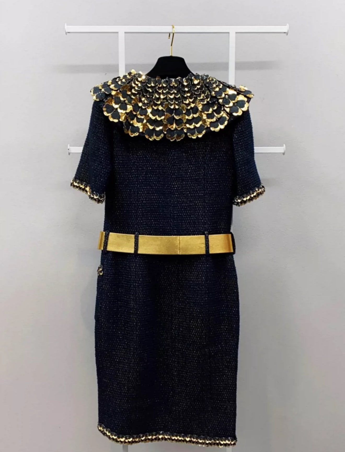 Chanel 19A Black Gold Tweed Dress