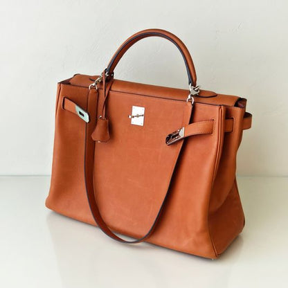 Hermès kelly 40 Taurillon Saddle Fauve Leather Palladium Hardware