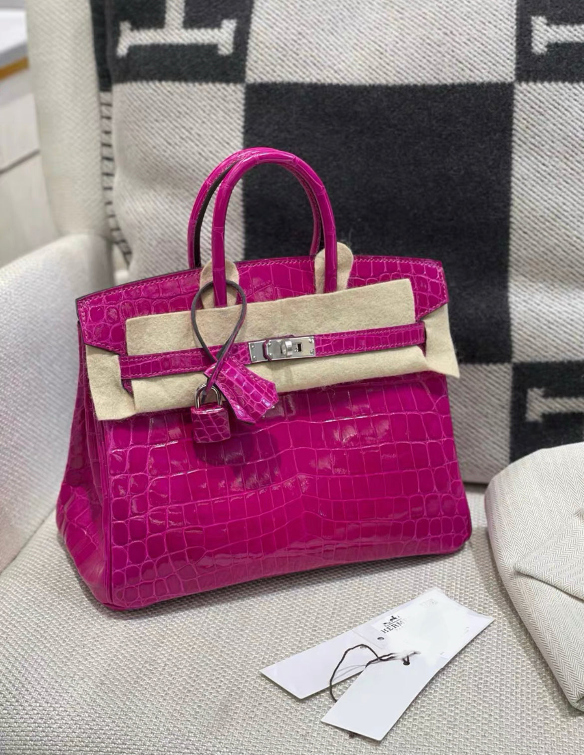 Hermès Birkin 25 Rose Pourpre Crocodile Niloticus Lisse Palladium Hardware