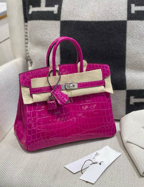 Hermès Birkin 25 Rose Pourpre Crocodile Niloticus Lisse Palladium