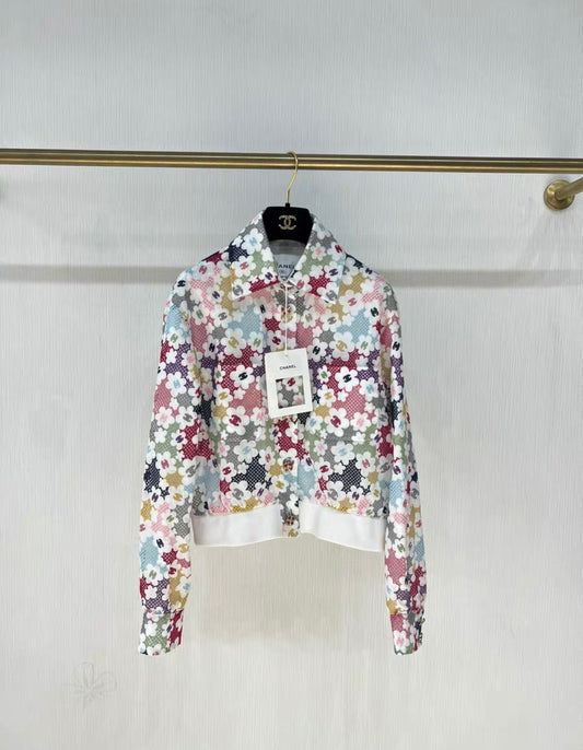 chanel 24P blooming raffia patchwork multicolour lace jacket