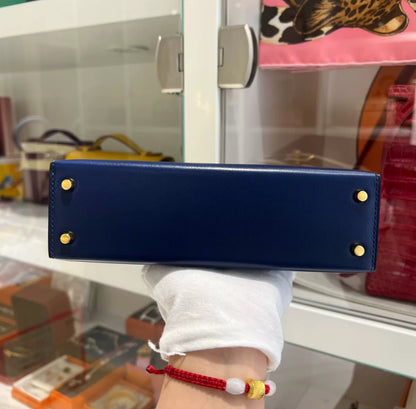Hermès Bleu Sapphire Box Mini Kelly II 20 Gold Hardware