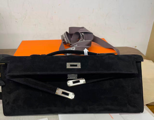 Hermes Kelly Cut Black Doblis leather palladium hardware