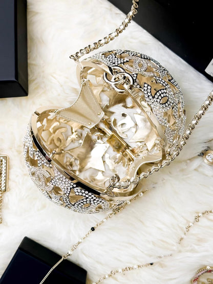 Chanel 25A gold star-patterned spherical evening bag
