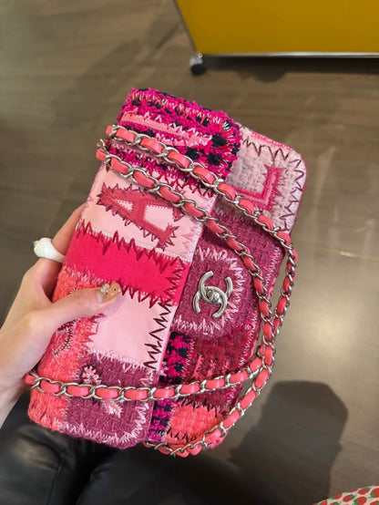 Rare Chanel bag in pink denim patchwork (CF)