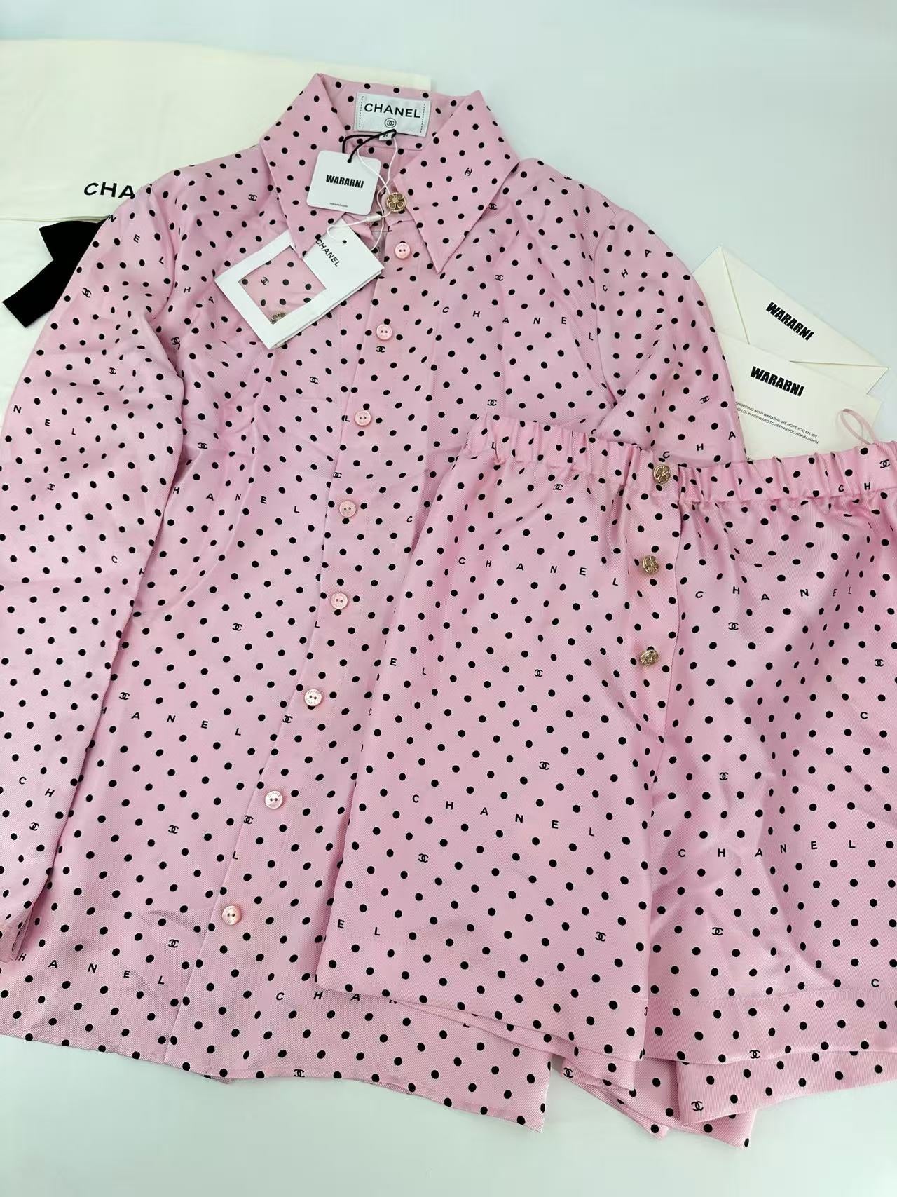 Chanel 24P pink polka shirt