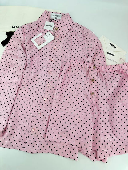 Chanel 24P pink polka shirt