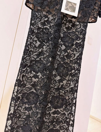 Chanel 23A Black Lace Cover-Up Dress