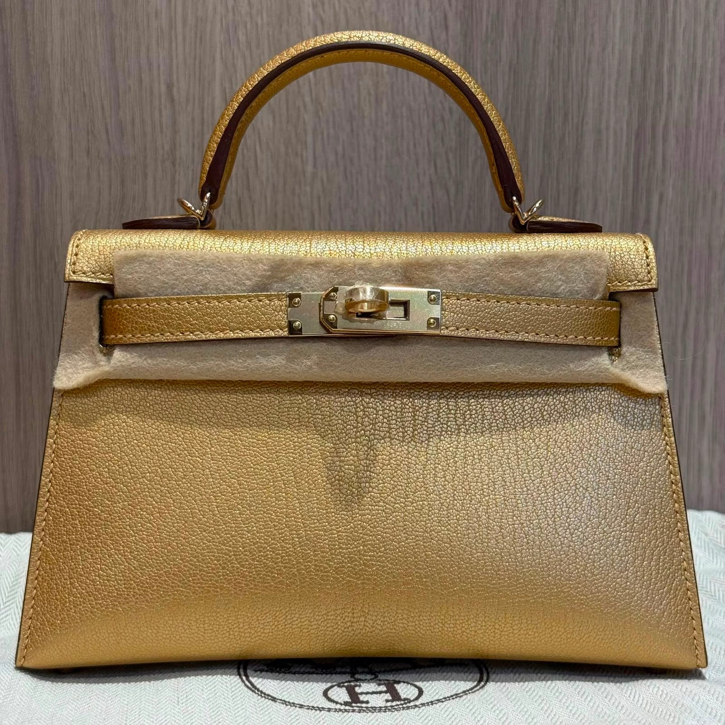 Hermes Mini Kelly 20 Dore Chevre Permabrass hardware