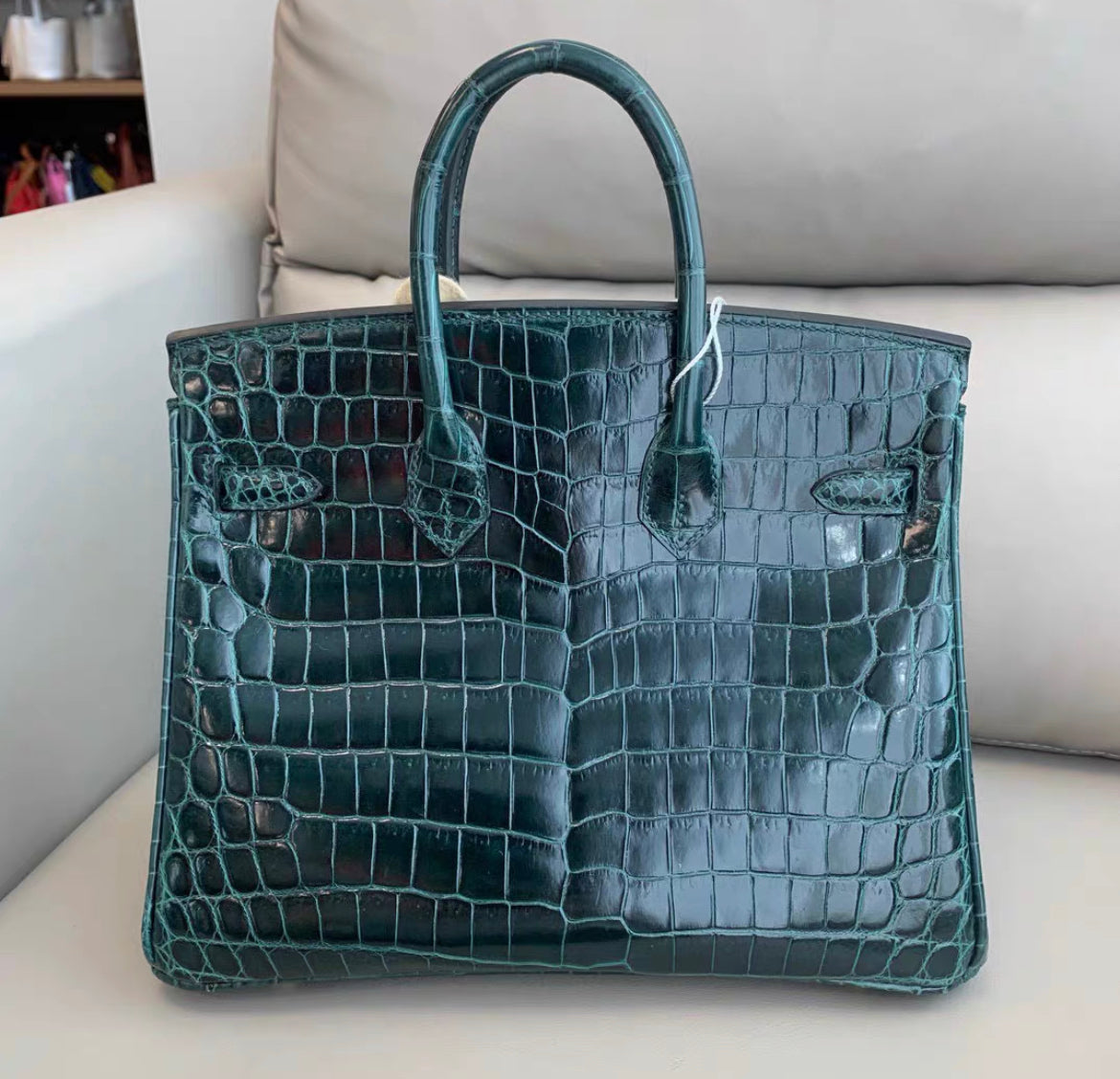 HERMÈS Birkin 25 Vert Cypress in Niloticus Crocodile with Gold Hardware