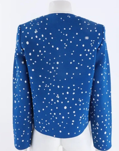 Chanel 26A cobalt blue and silk white jacket