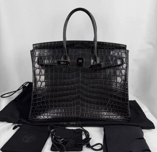 Hermès Birkin 35 SO BLACK Matte Crocodile Black PVD Hardware