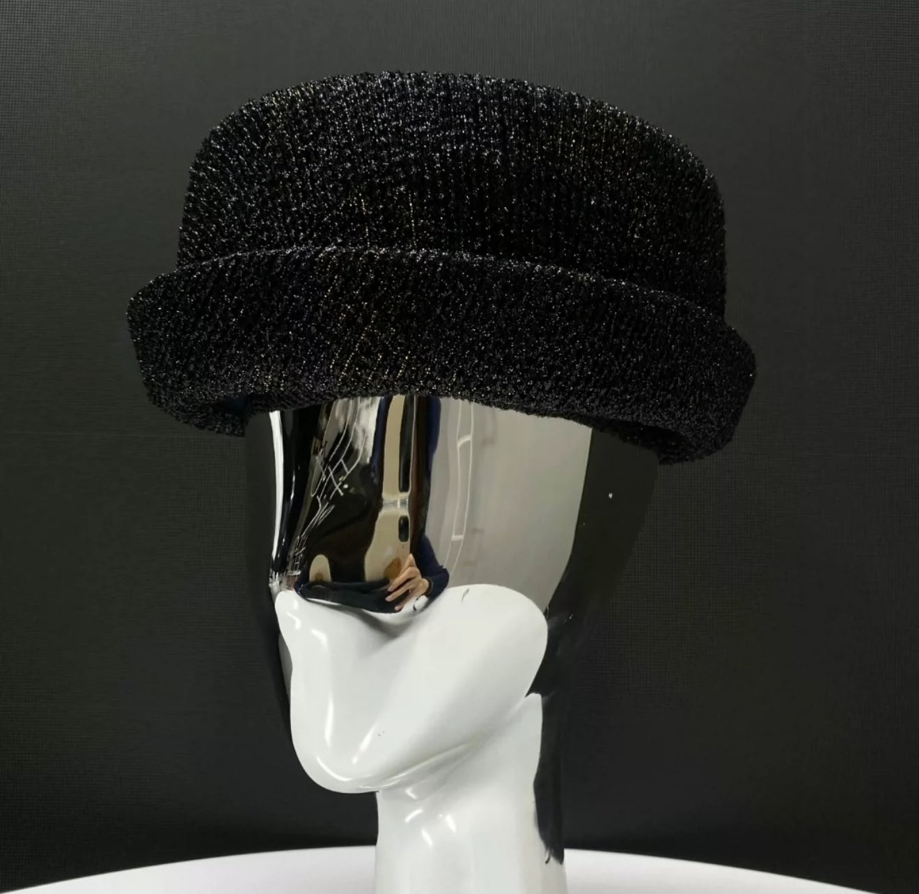 Chanel 19A Black Tweed 
Felt Boater Hat