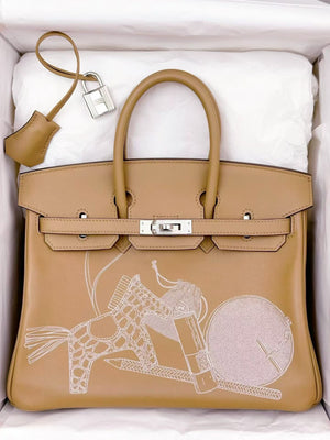 Hermes Birkin 25 in and out biscuit swift leather palladium hardware