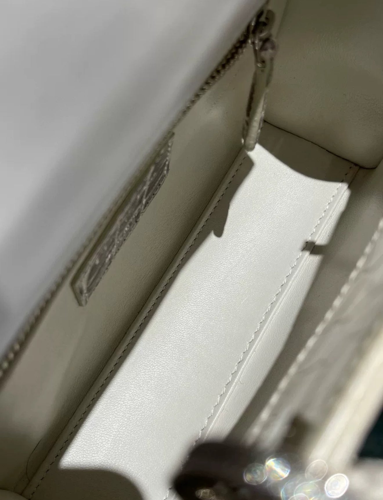 CHRISTIAN DIOR MINI LADY DIOR IN WHITE HIMALAYAN CROCODILE LEATHER