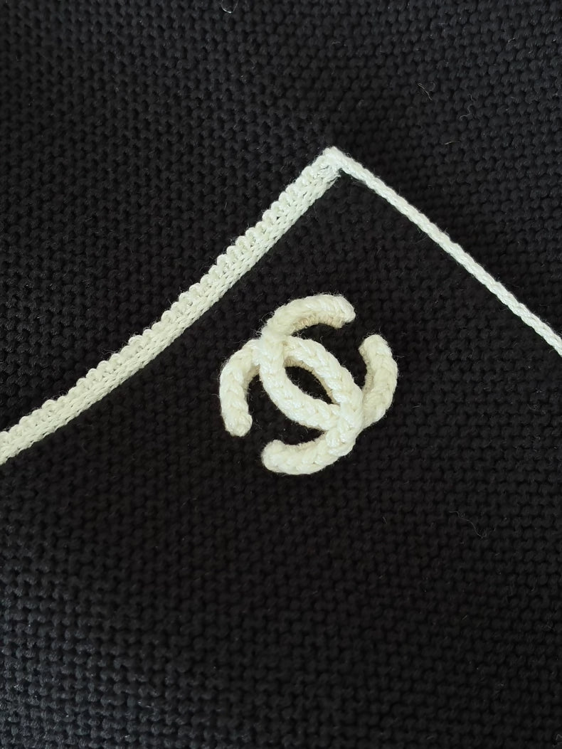 Chanel 26S Black and White Knit Cardigan