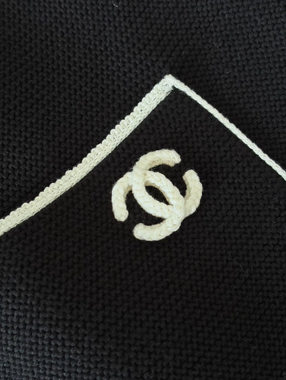 Chanel 26S Black and White Knit Cardigan