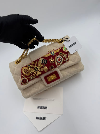 Rare Chanel 2009 Pre-fall Paris Moscow 2.55 badge bag