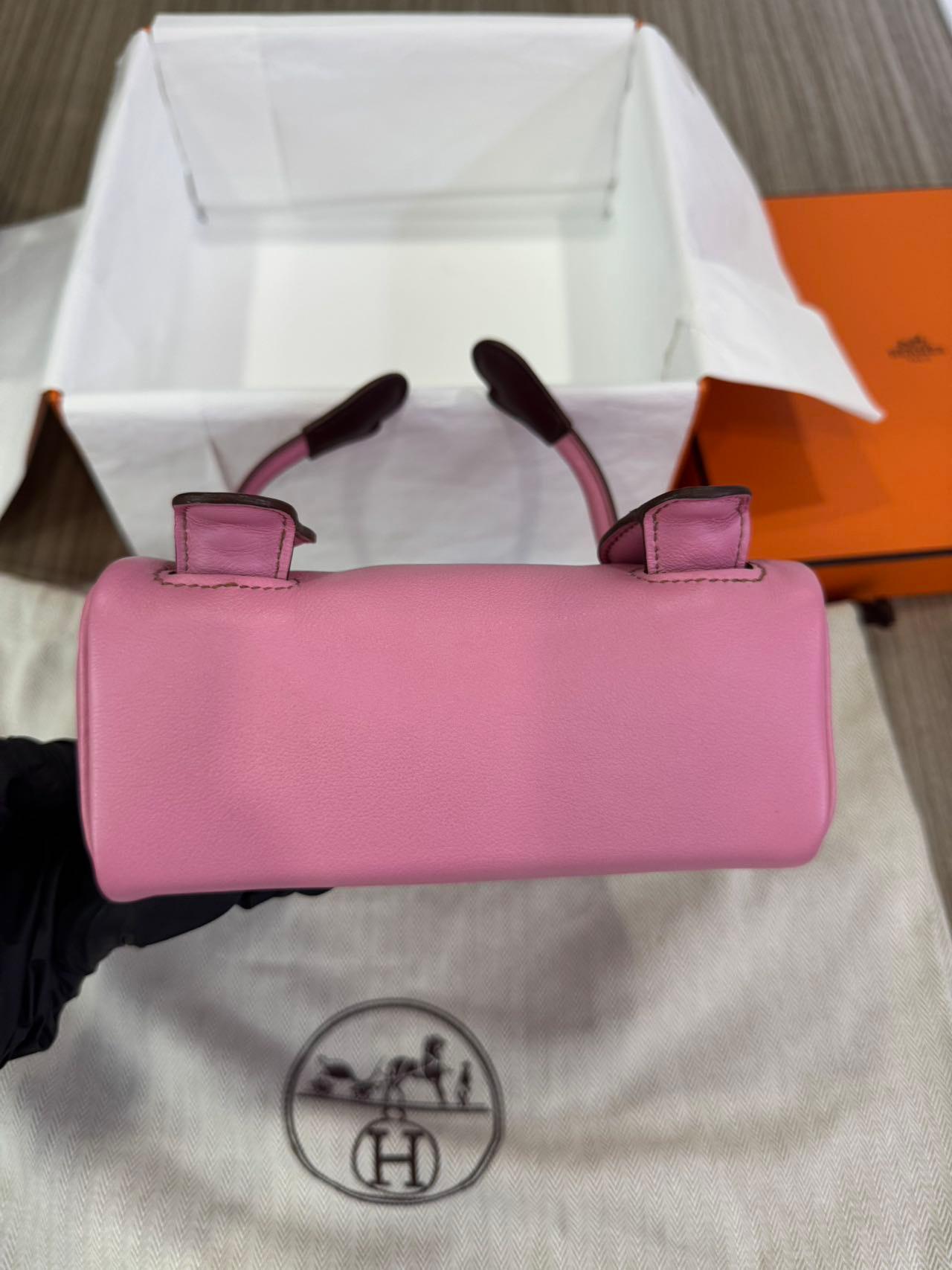 Rare Hermès Kelly Doll Pink Bubblegum Swift Leather Palladium Hardware