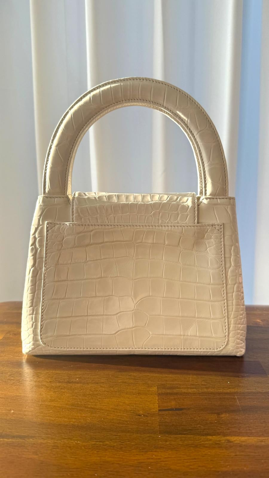 Chanel Vintage White Alligator Medium Kelly Black Hardware— Ultra-Rare House Exotic