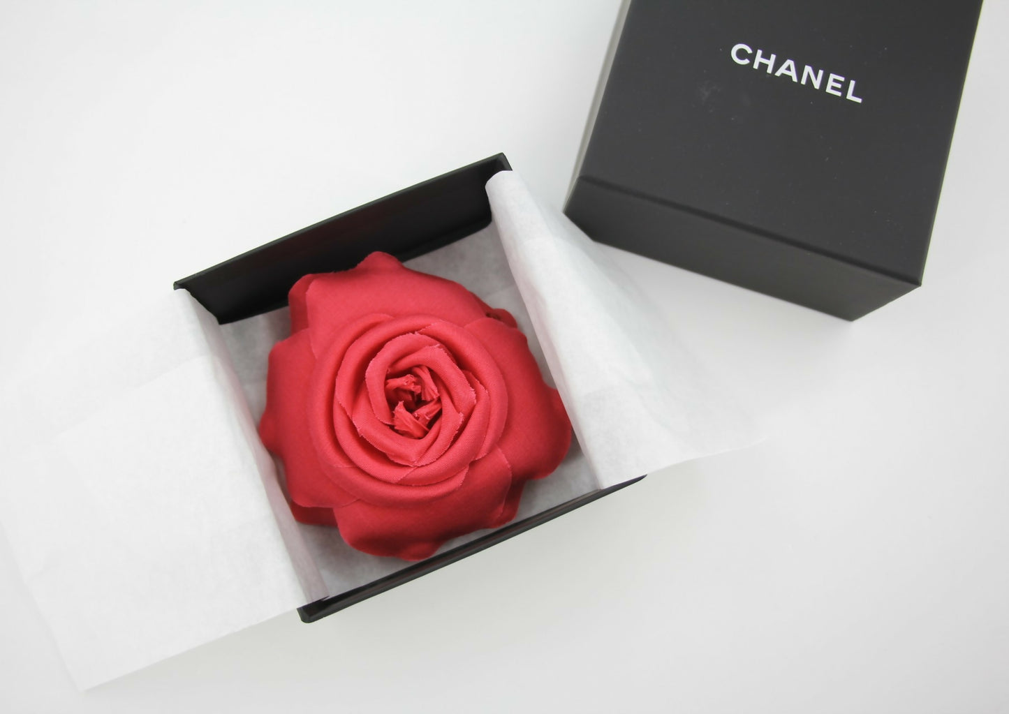 Chanel G26C Fabric Red Camellia Brooch