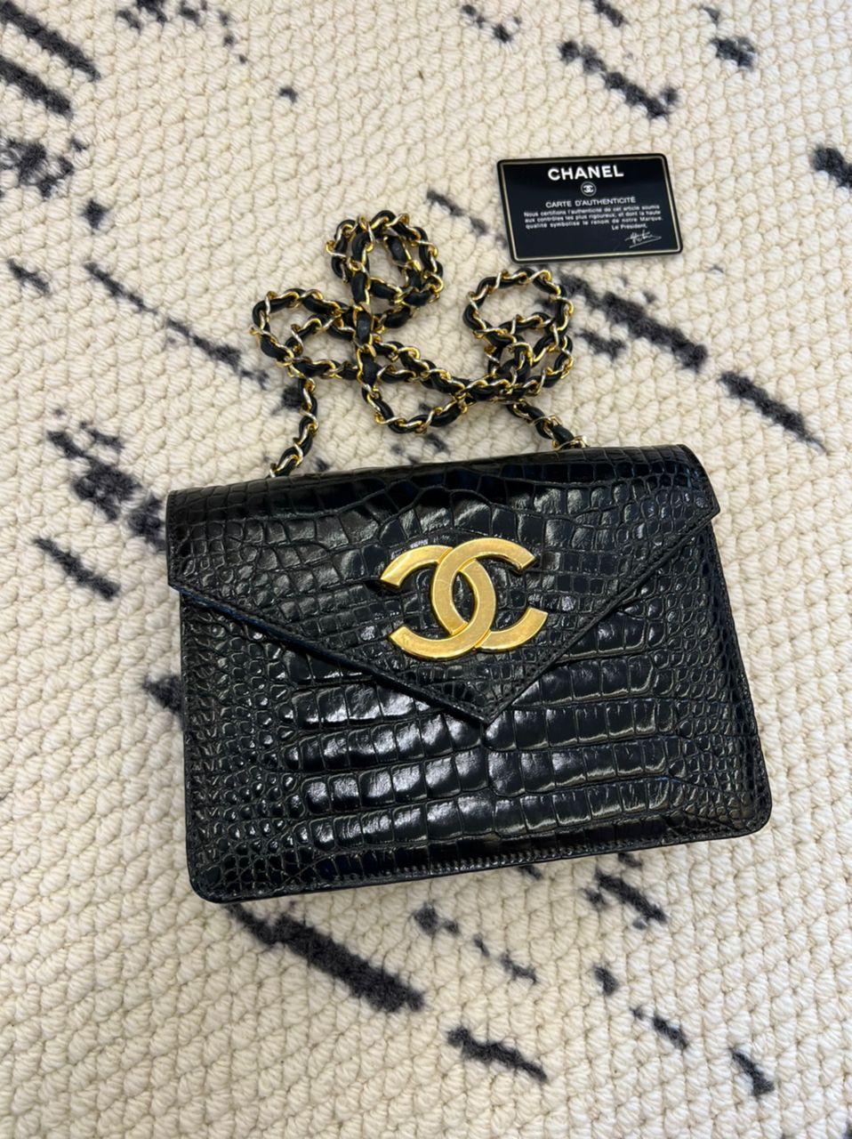 Chanel Vintage Crocodile Enveloppe Flap Bag