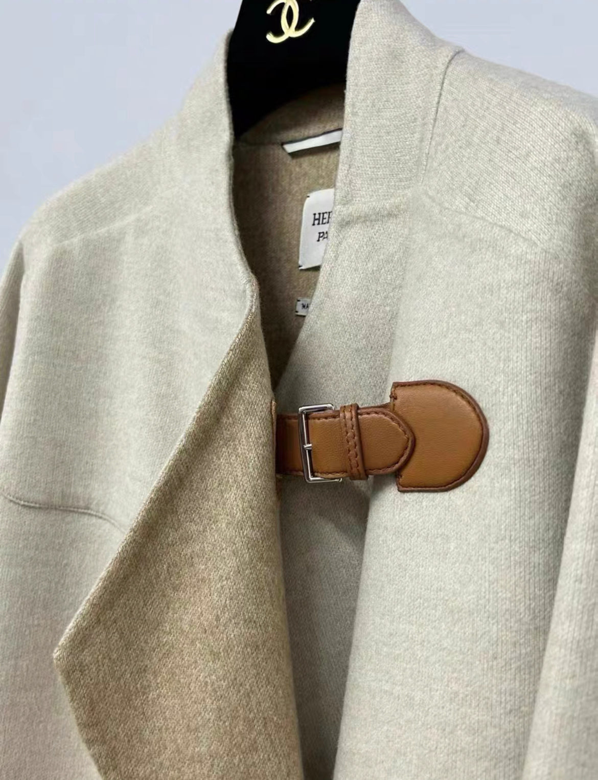 Hermes cream white cashmere coat, size fr34