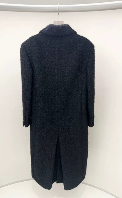 Chanel 24K black tweed long coat