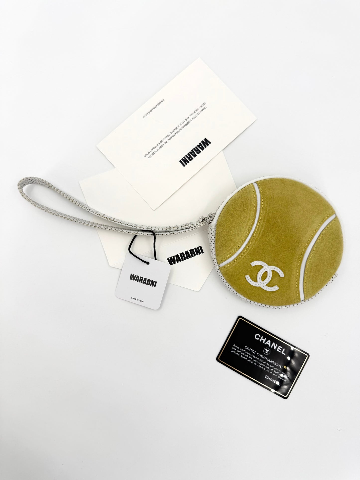 Chanel Tennis hello suede leather mini coin purse