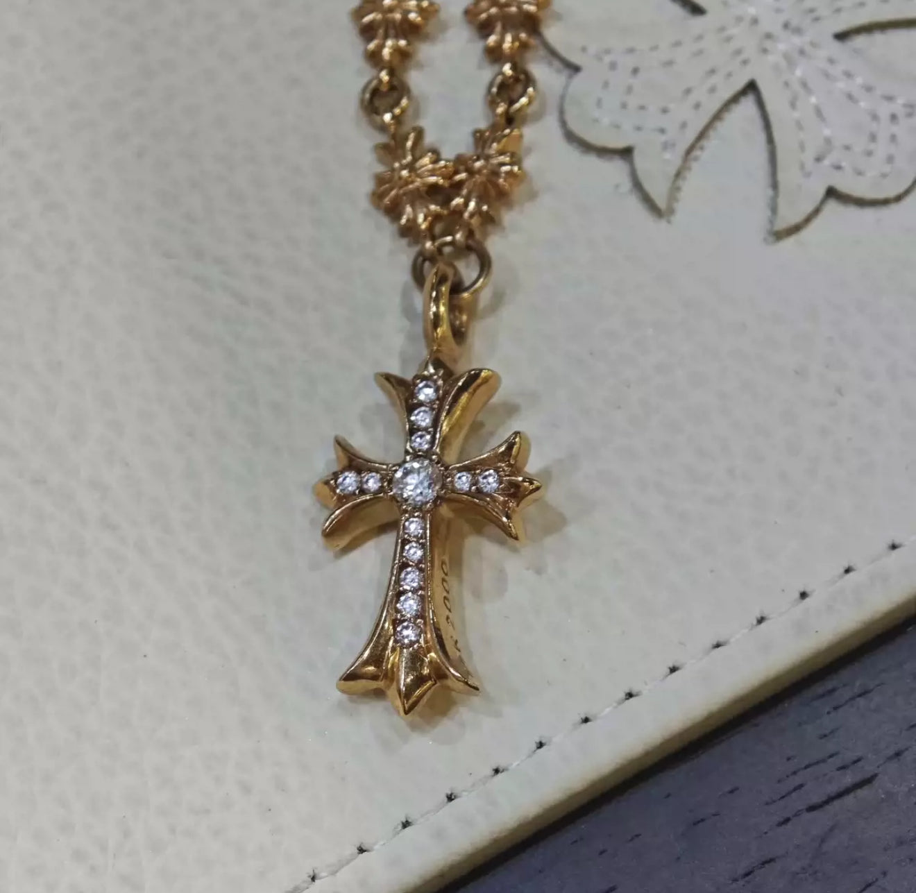 Chrome Hearts 22K Diamond Cross Pendant Necklace