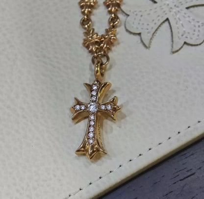 Chrome Hearts 22K Diamond Cross Pendant Necklace