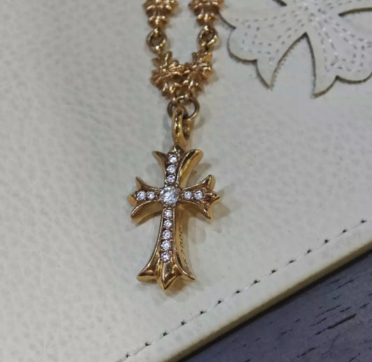 Chrome Hearts 22K Diamond Cross Pendant Necklace