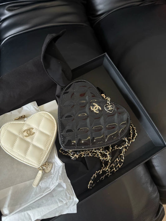 Chanel 23S Double Heart Bag in Black and White
