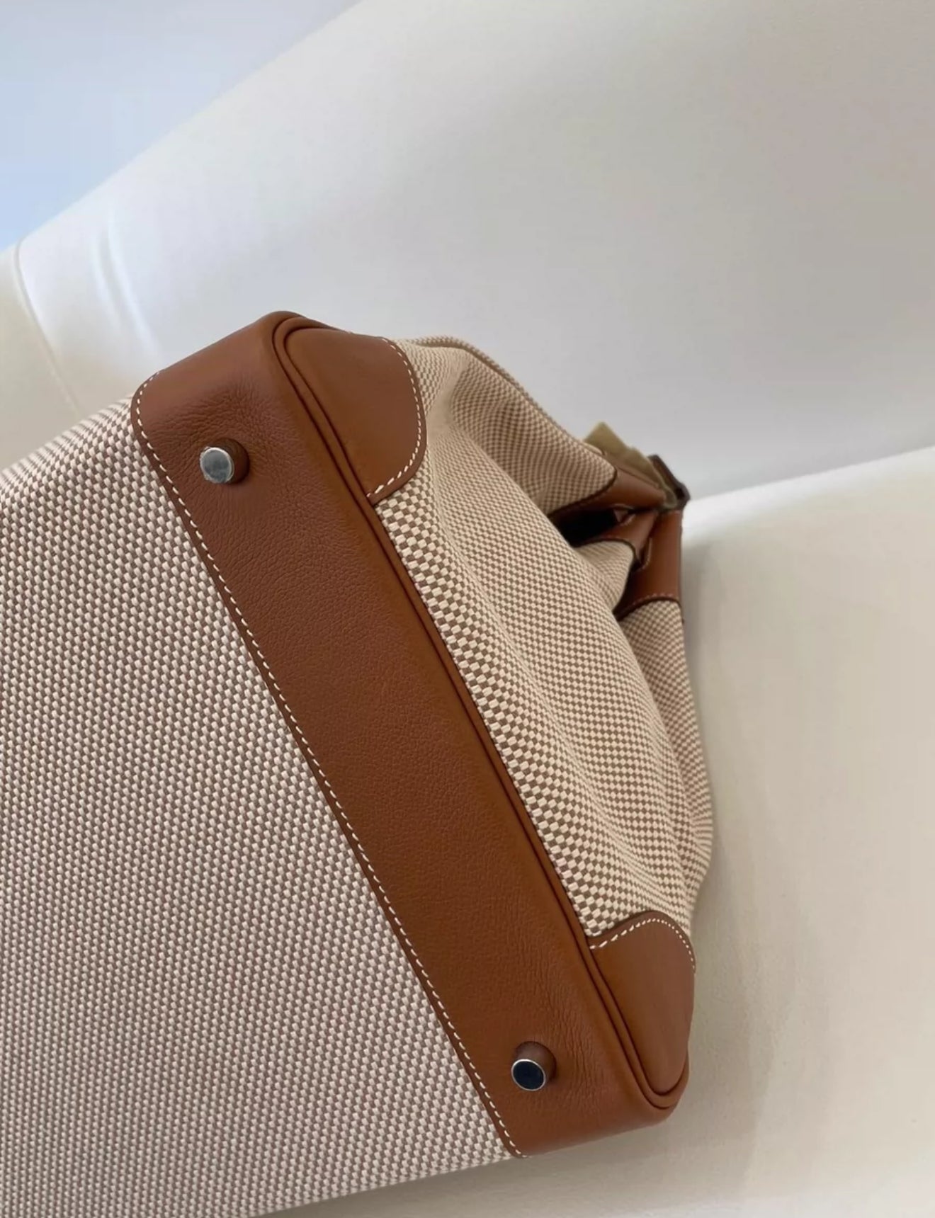 HERMES HAC BIRKIN 40 GOLD EVERCOLOR LEATHER & CRISS VIKING CANVAS