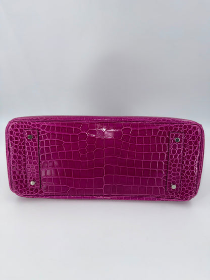 Hermes JPG Birkin Shoulder 5J Rose Scheherezade Shiny Porosus Crocodile leather palladium hardware
