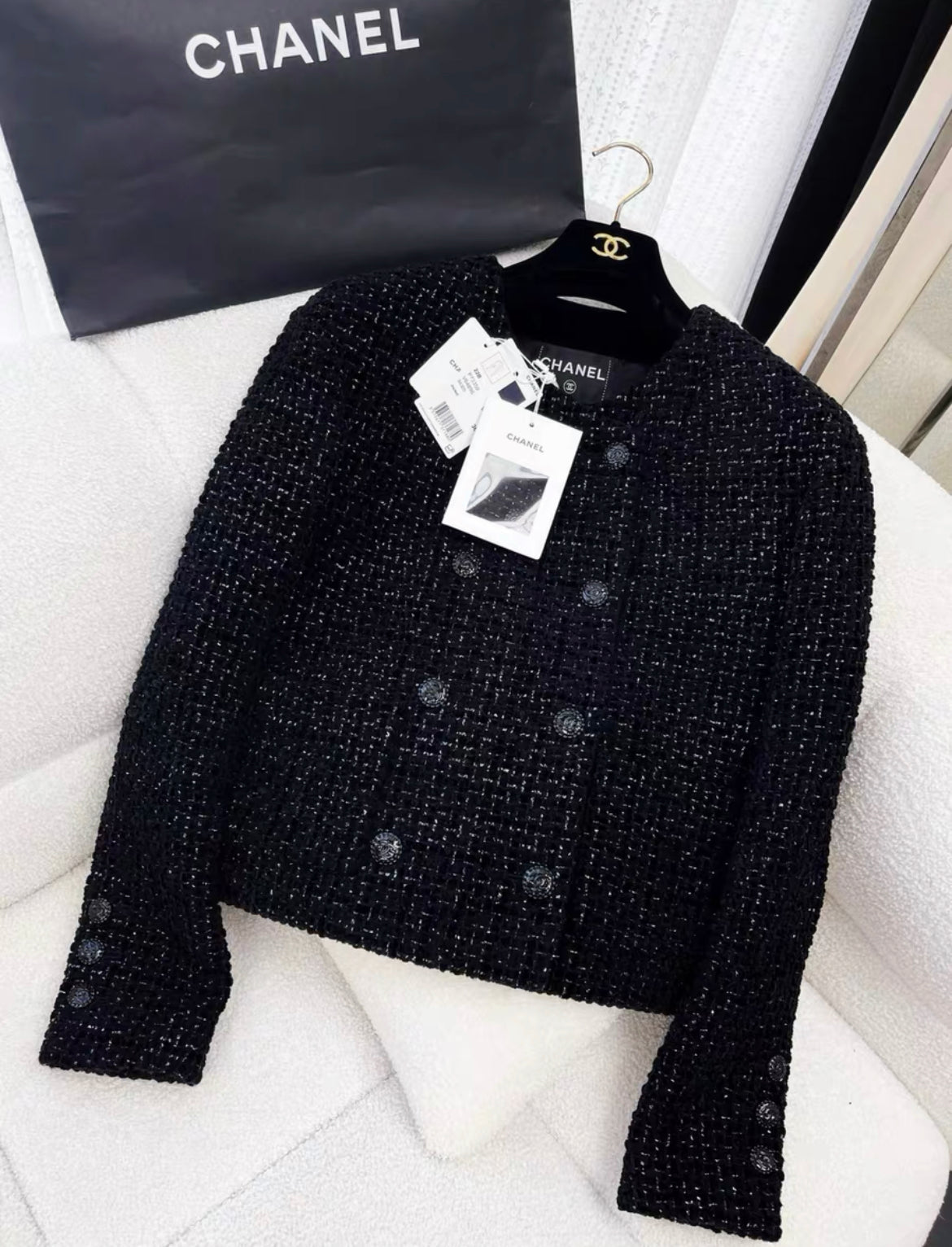 Chanel 22B black tweed jacket size 36