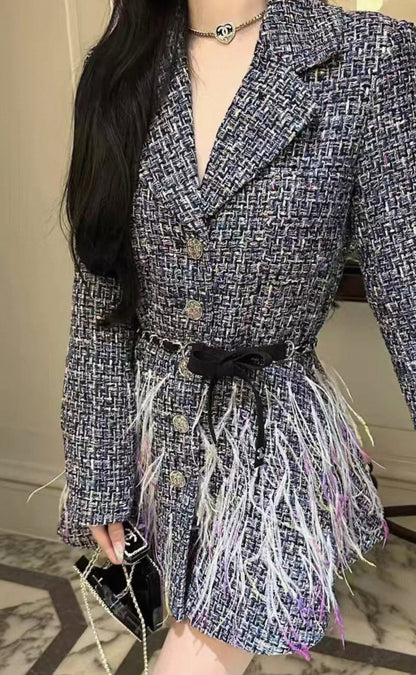 Chanel 23S Tweed/Feather Jacket dress