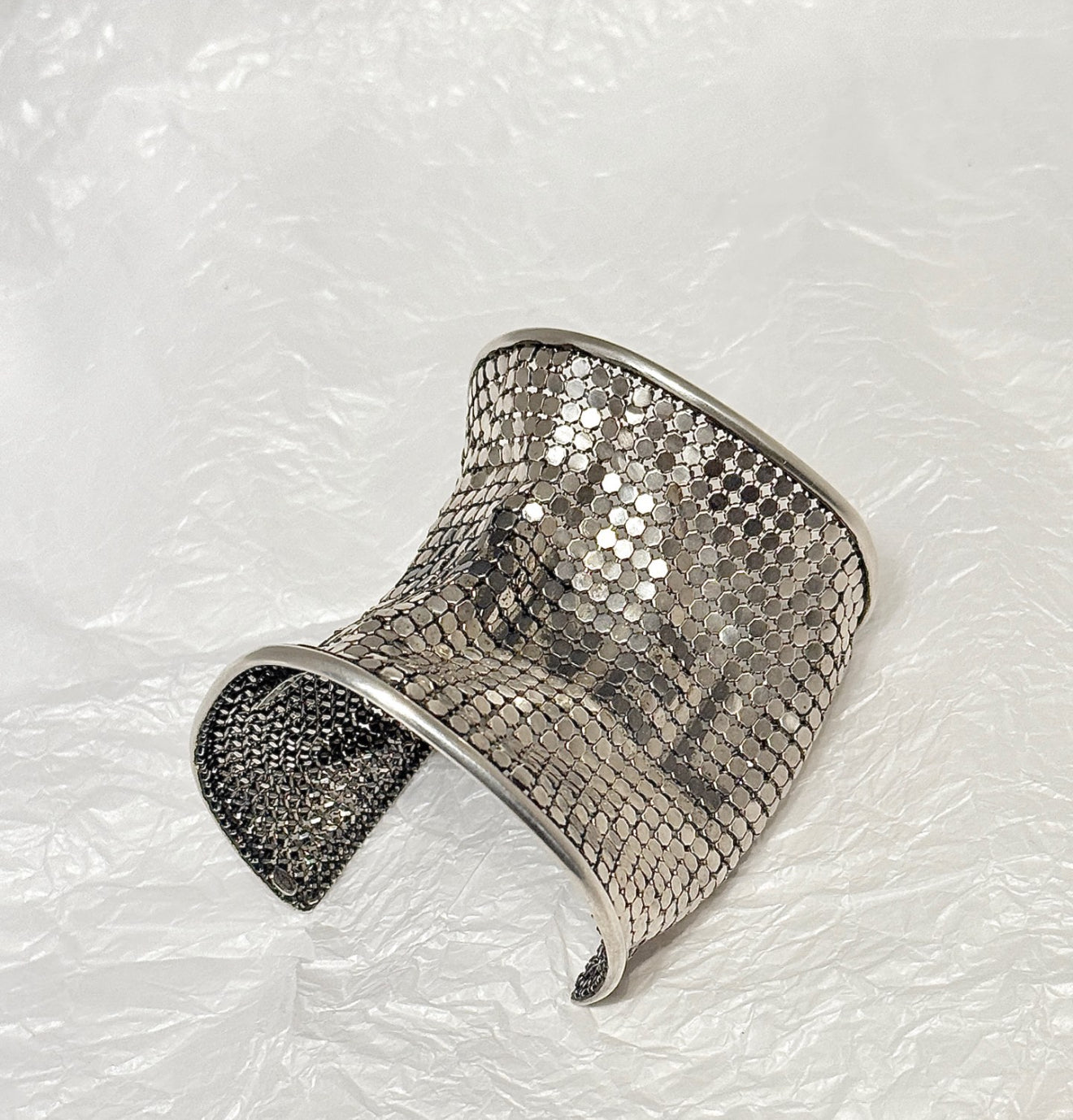 Chanel 99A Gold-Plated Mesh Pocket Letter Wide Bangle