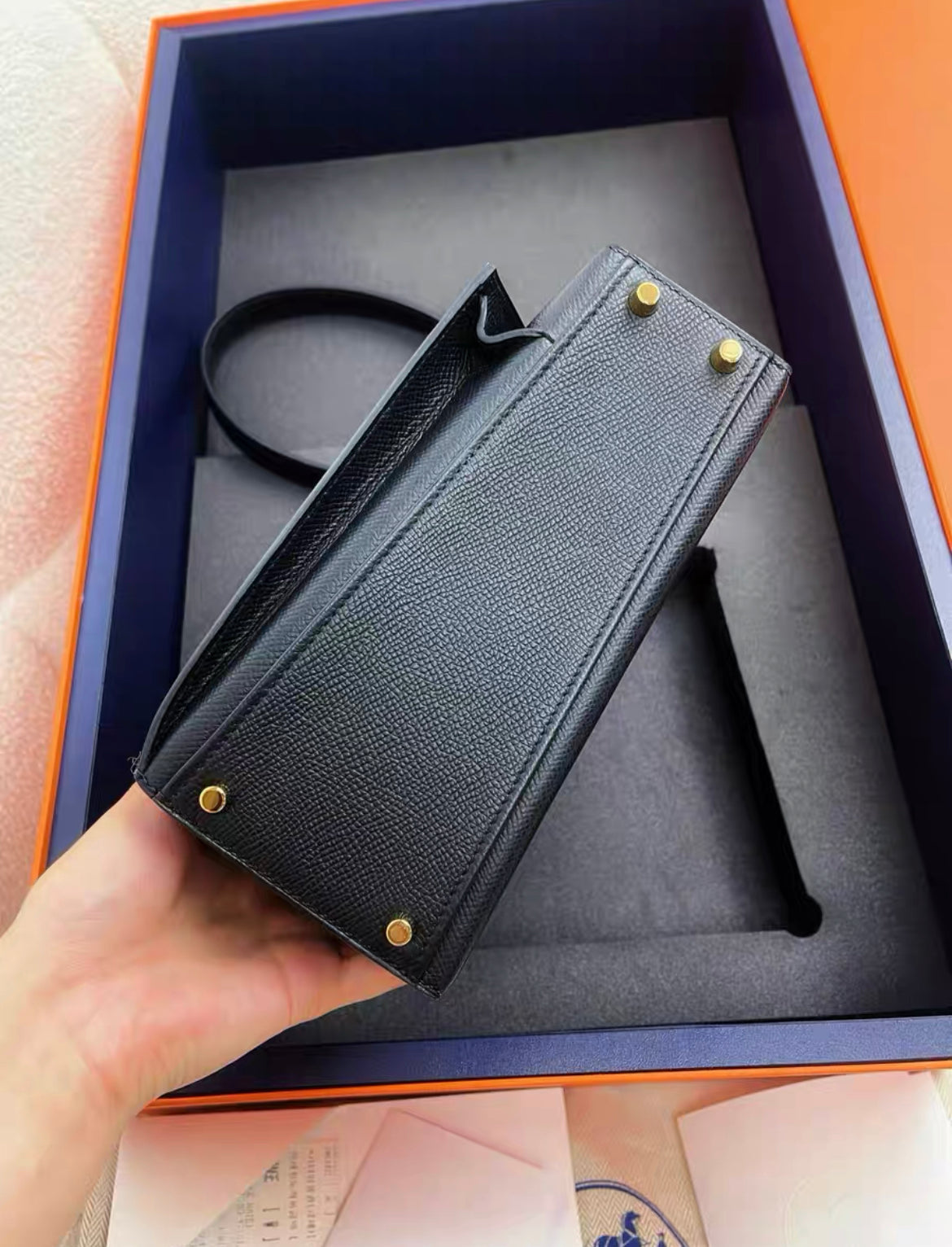 Hermès Kelly Sellier en Desordre 20 Black Epsom Gold Hardware stamp W full set with receipt brand new