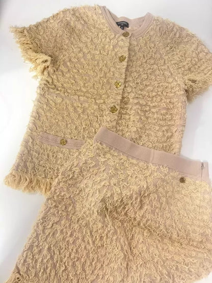 Chanel 18C light Yellow cardigan and skirt suit set