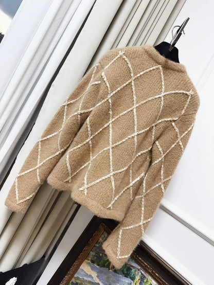 Chanel 23N Coco Neige Ski Khaki Teddy Knit Cardigan