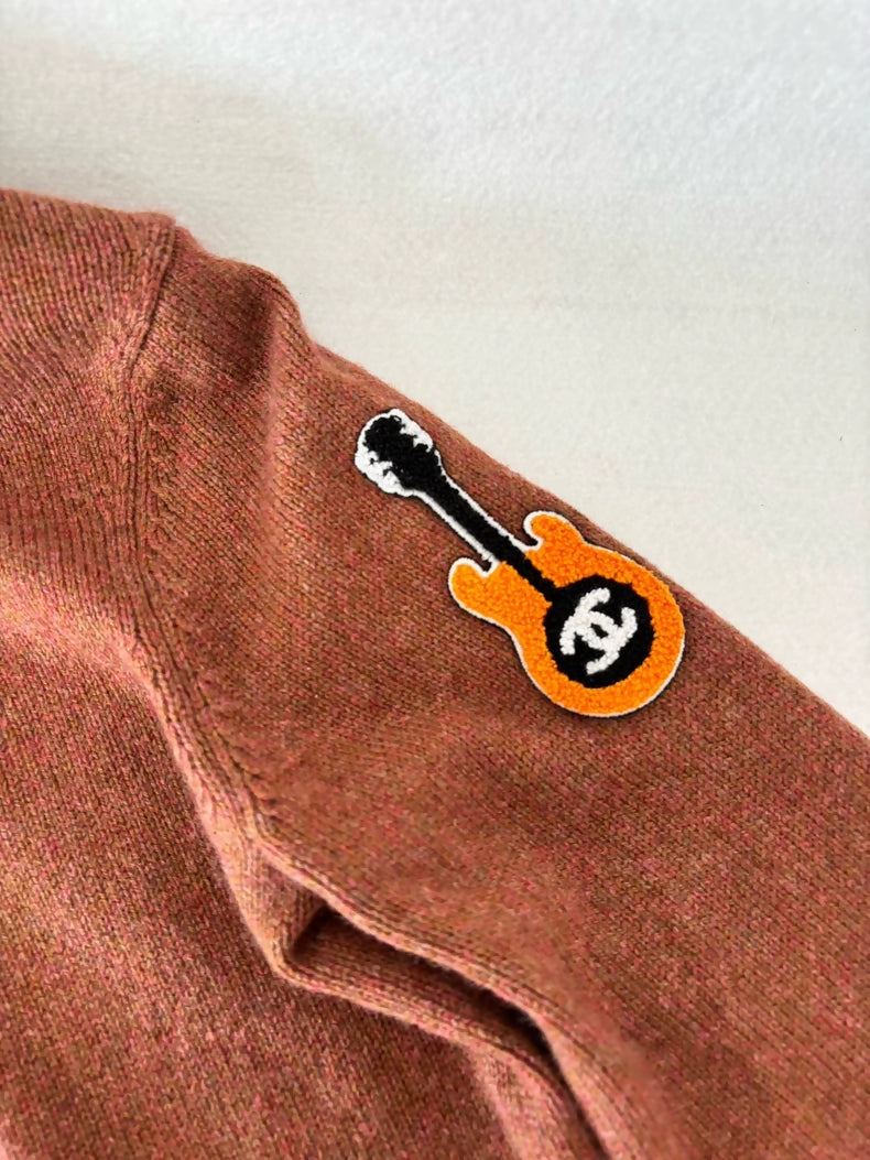 Chanel 24A Guitar Embroidered Logo Knit Sweater