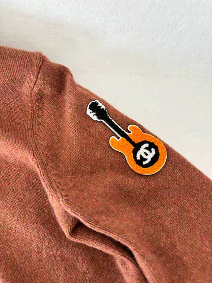 Chanel 24A Guitar Embroidered Logo Knit Sweater